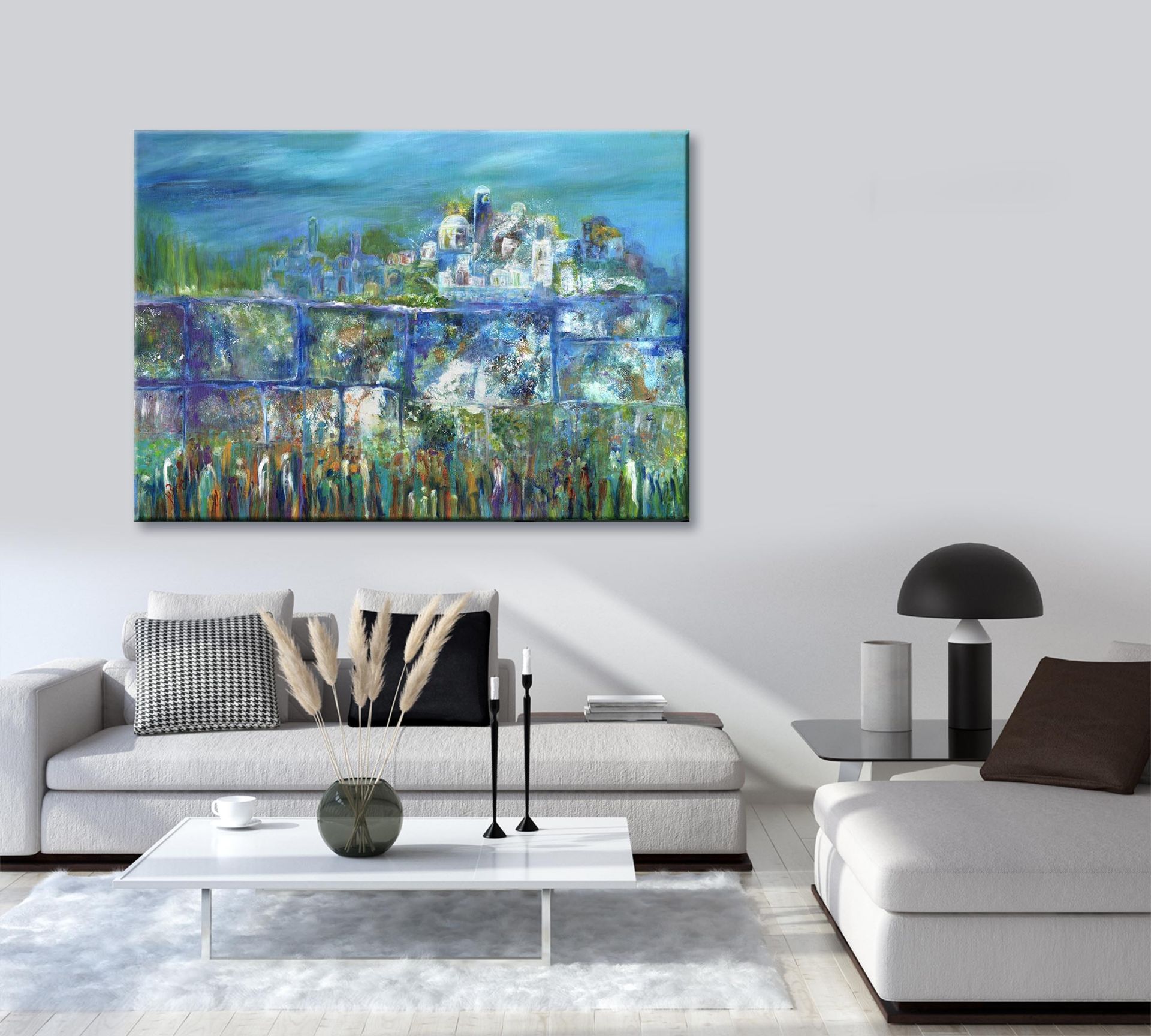 תמונה של כותל בגווני כחול וירוק | רחל גבירצמן